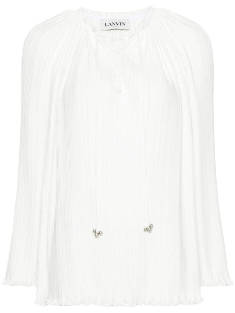 Lanvin plissé lace-up blouse - White von Lanvin