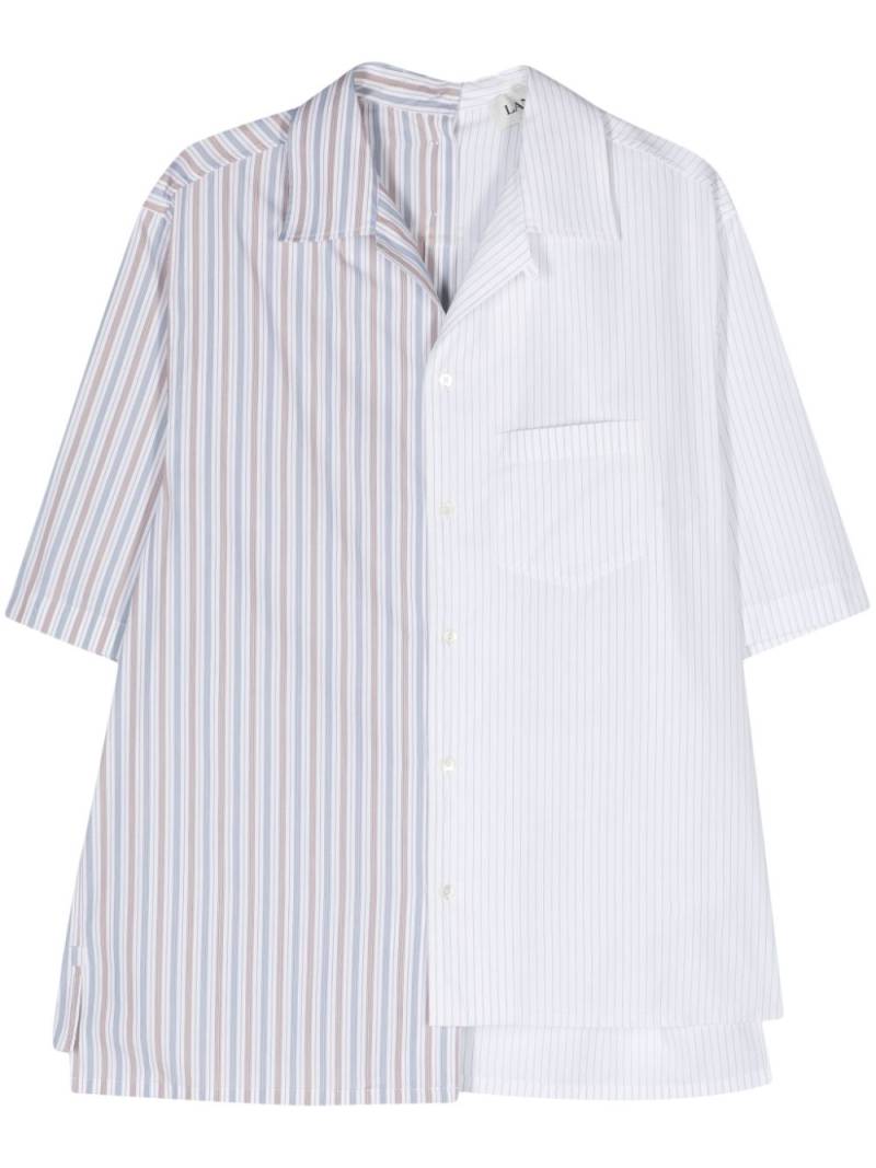 Lanvin striped asymmetric cotton shirt - White von Lanvin