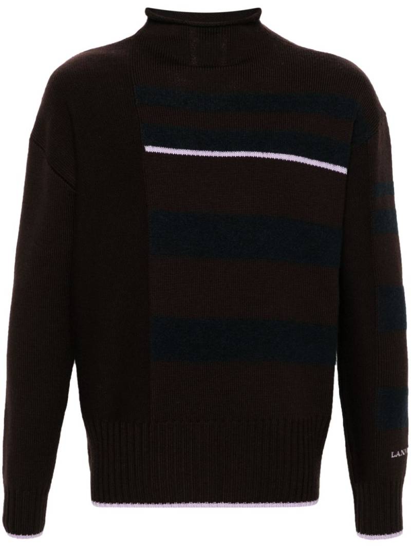 Lanvin striped mock-neck jumper - Brown von Lanvin