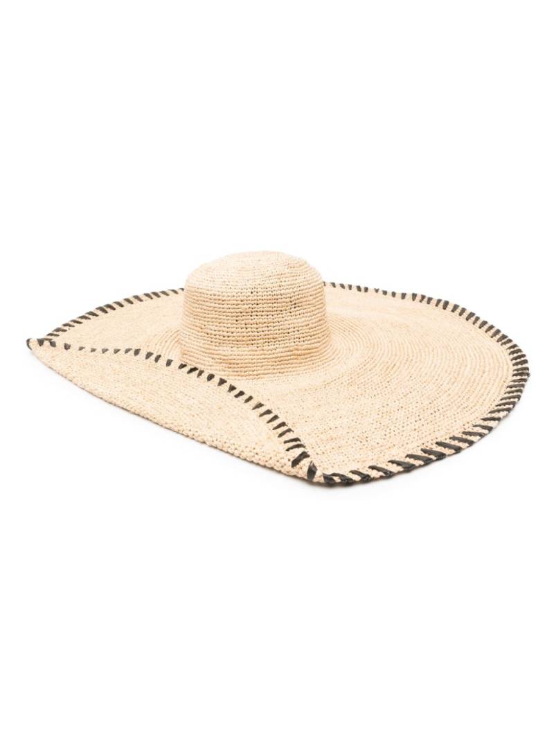 Lanvin whipstitch-detailing raffia hat - Neutrals von Lanvin