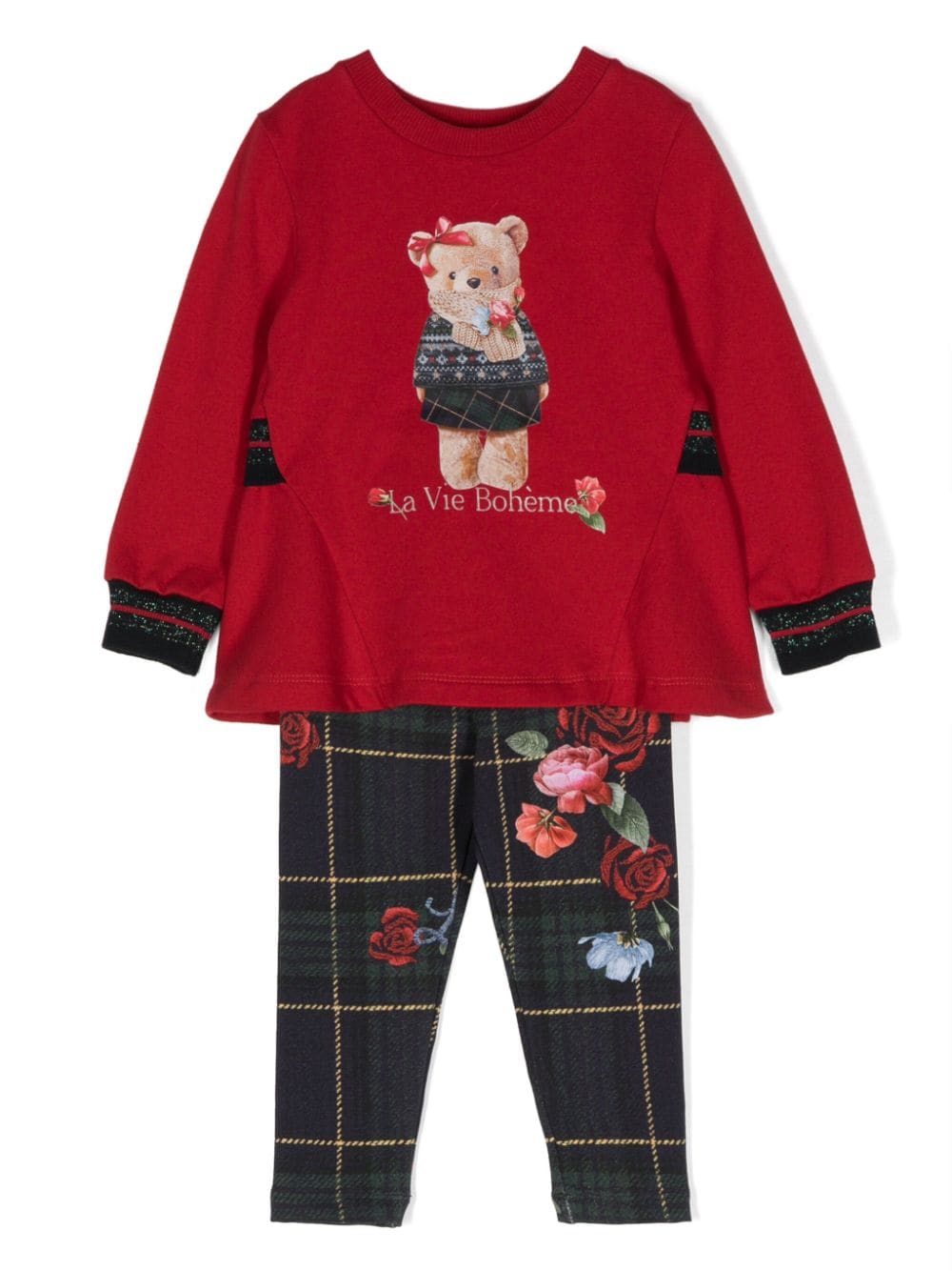 Lapin House Teddy Bear-print trousers set - Red von Lapin House