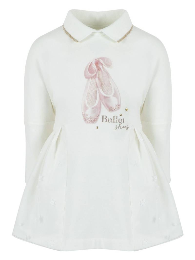 Lapin House ballet shoes print cotton dress - White von Lapin House