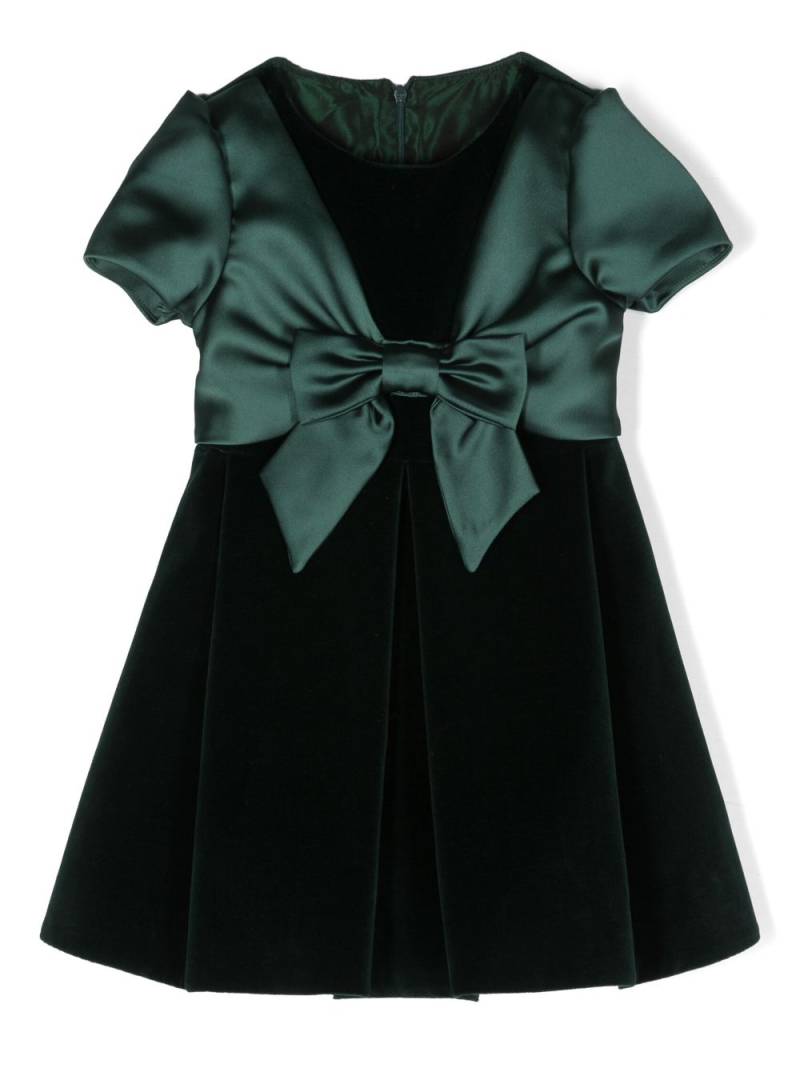 Lapin House bow-detail flared velvet dress - Green von Lapin House