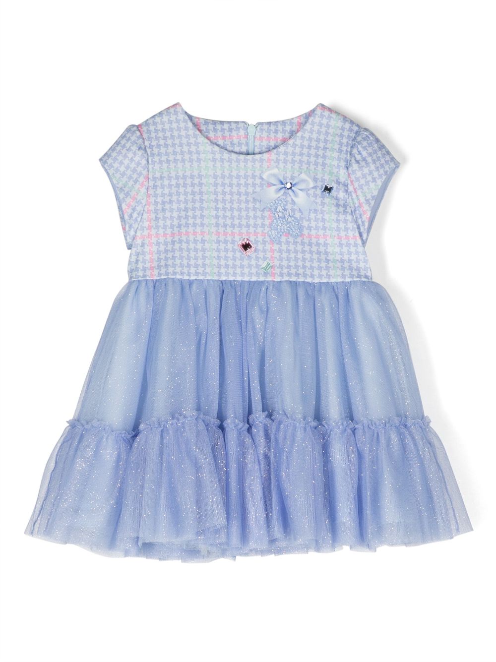 Lapin House bow-detail houndstooth dress - Blue von Lapin House