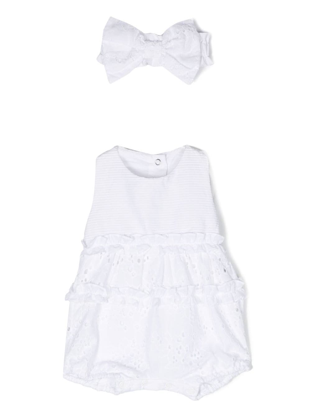 Lapin House broderie-anglaise cotton romper set - White von Lapin House