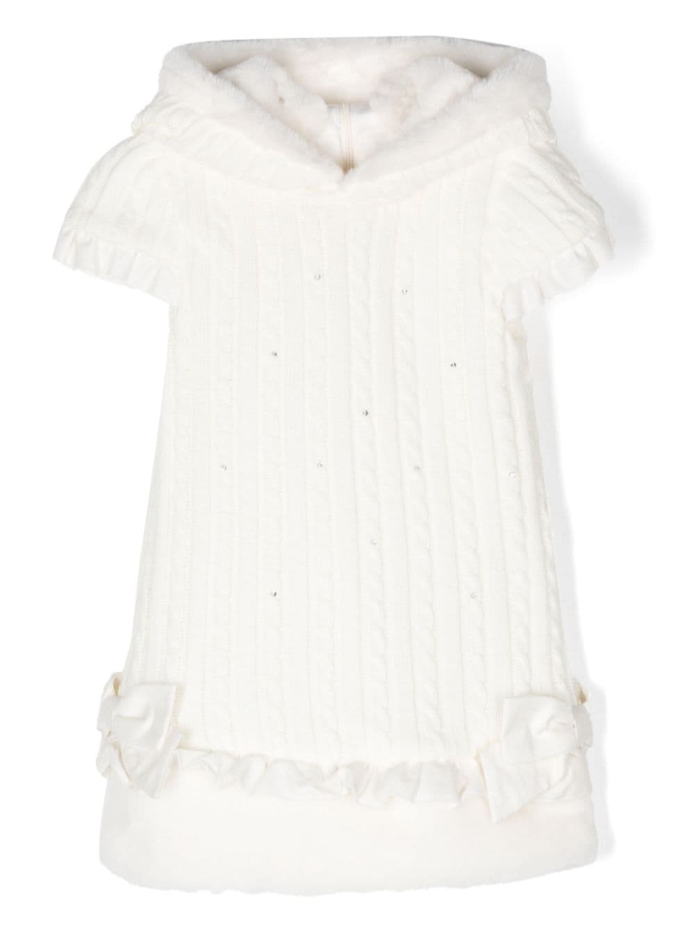 Lapin House cable-knit hooded dress - White von Lapin House