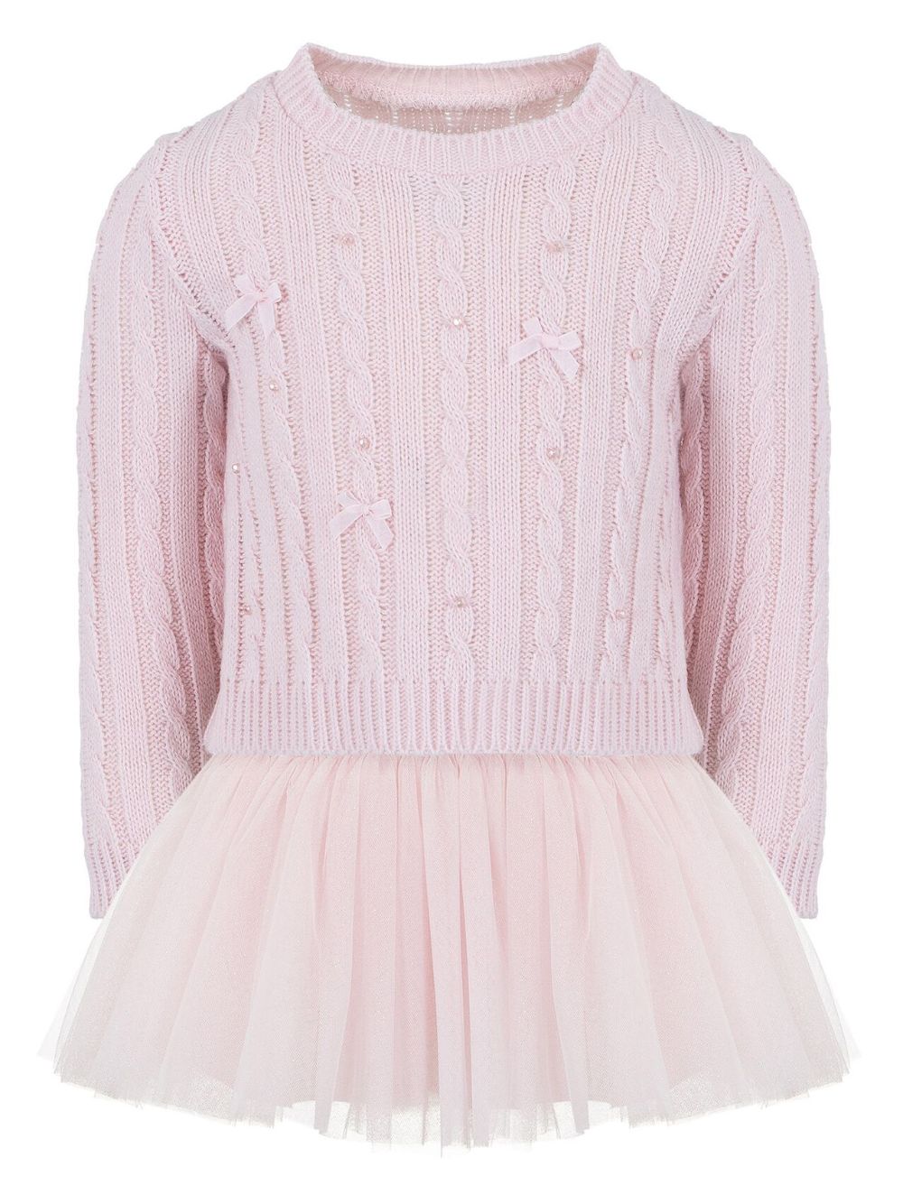 Lapin House cable-knit tulle-skirt dress set - Pink von Lapin House