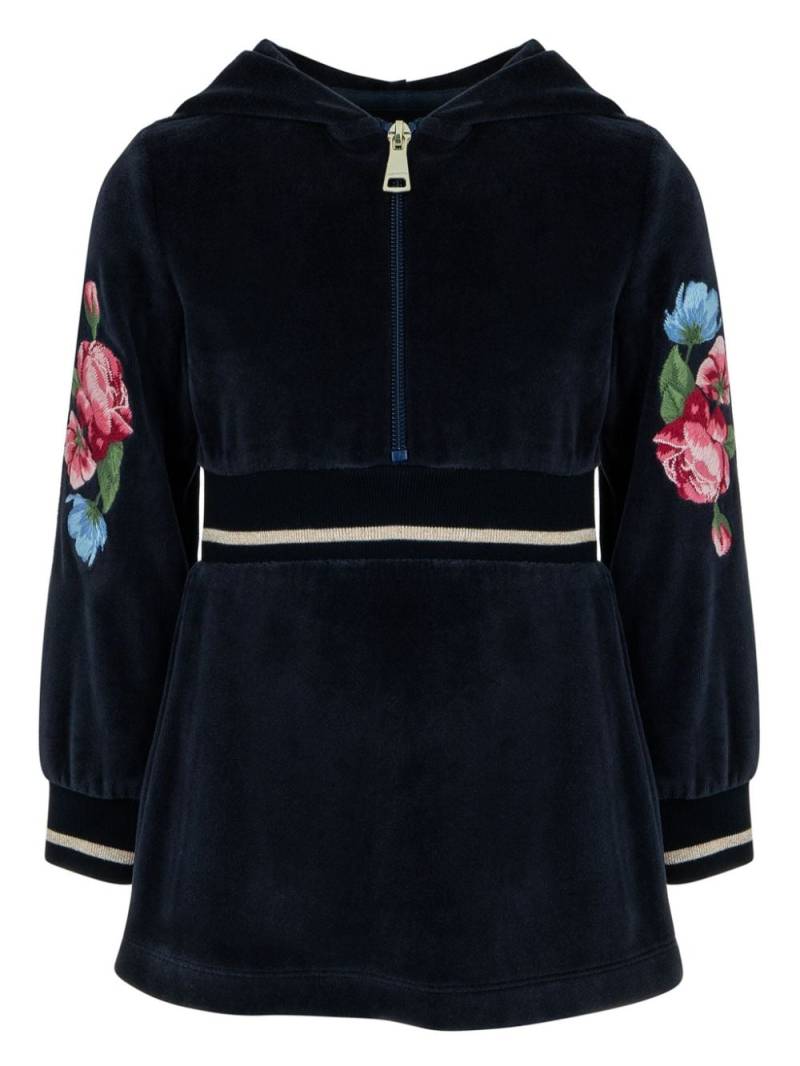 Lapin House floral-embroidered velvet dress - Blue von Lapin House