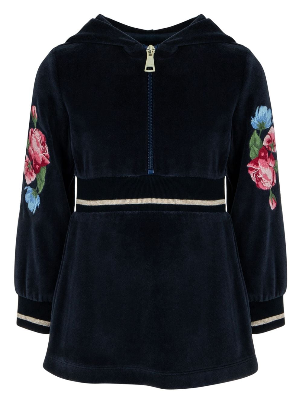 Lapin House floral embroidery hooded dress - Blue von Lapin House