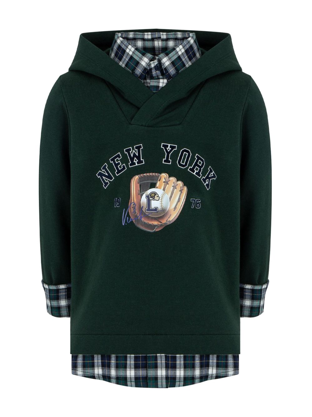 Lapin House graphic-print layered-design hoodie - Green von Lapin House