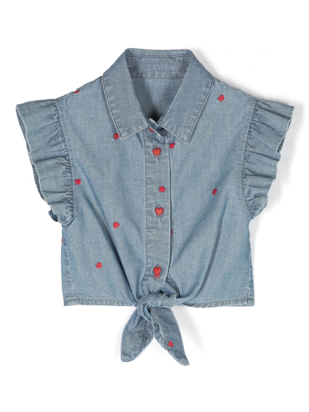 Lapin House heart-embroidered chambray shirt - Blue von Lapin House