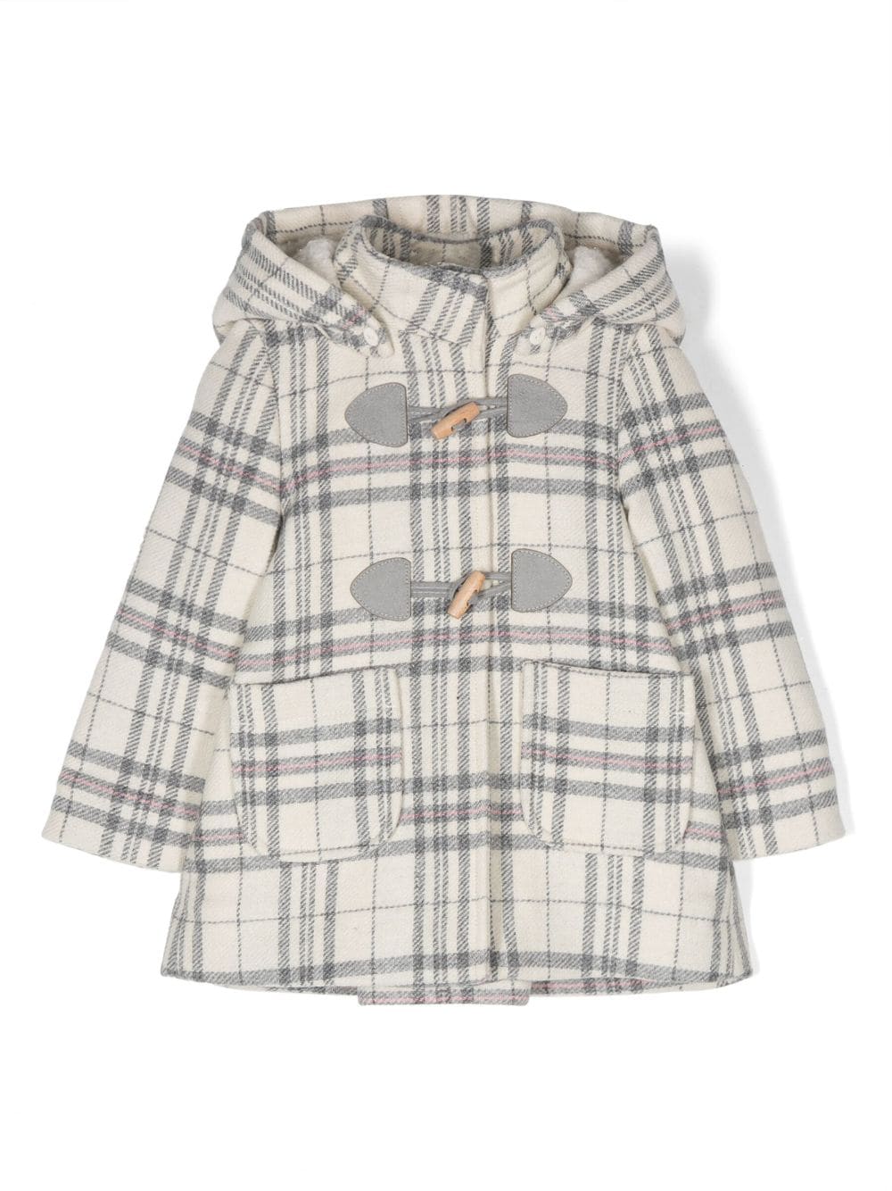 Lapin House hooded checked coat - Neutrals von Lapin House