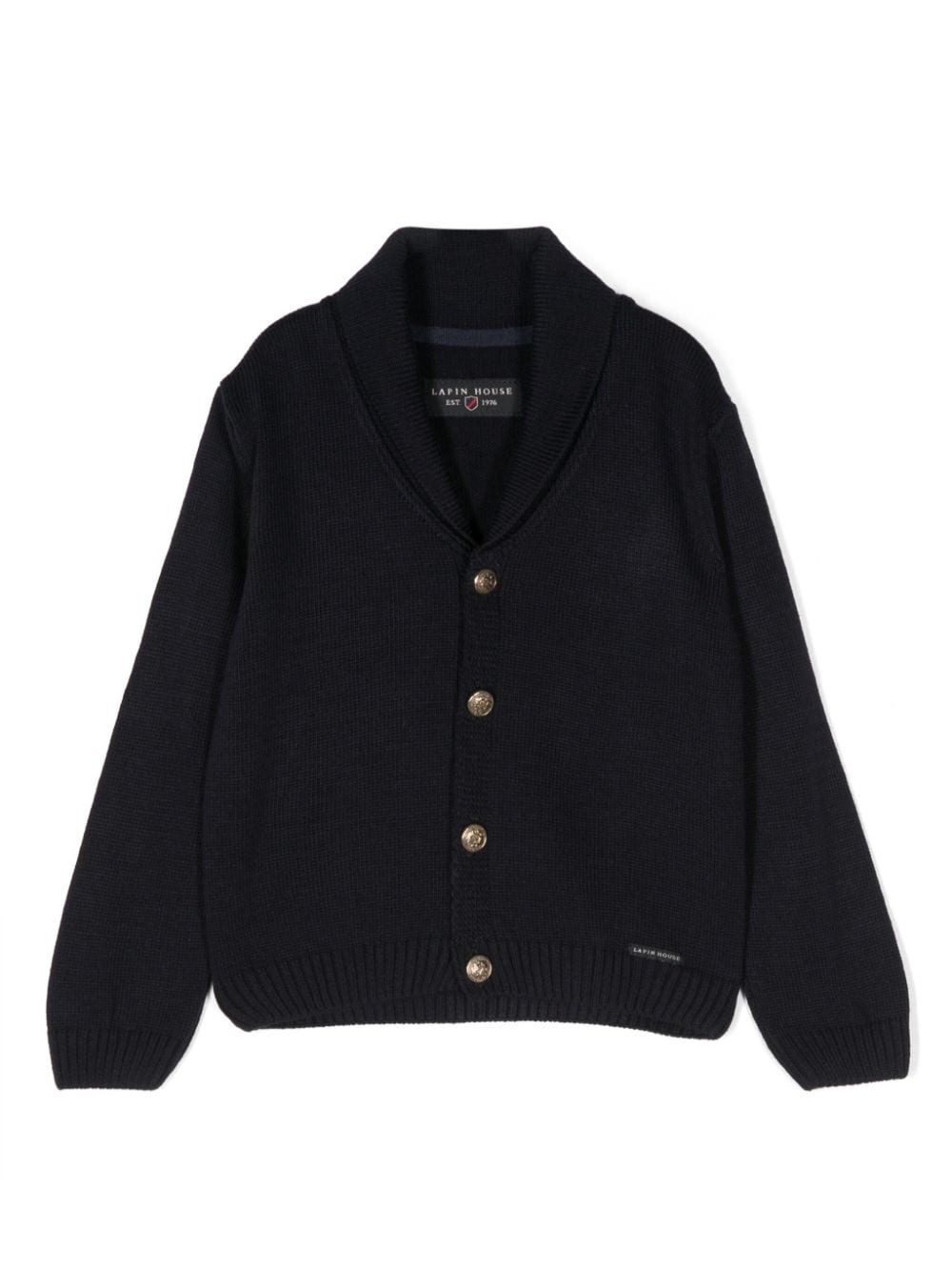 Lapin House logo-patch fine-knit cardigan - Blue von Lapin House