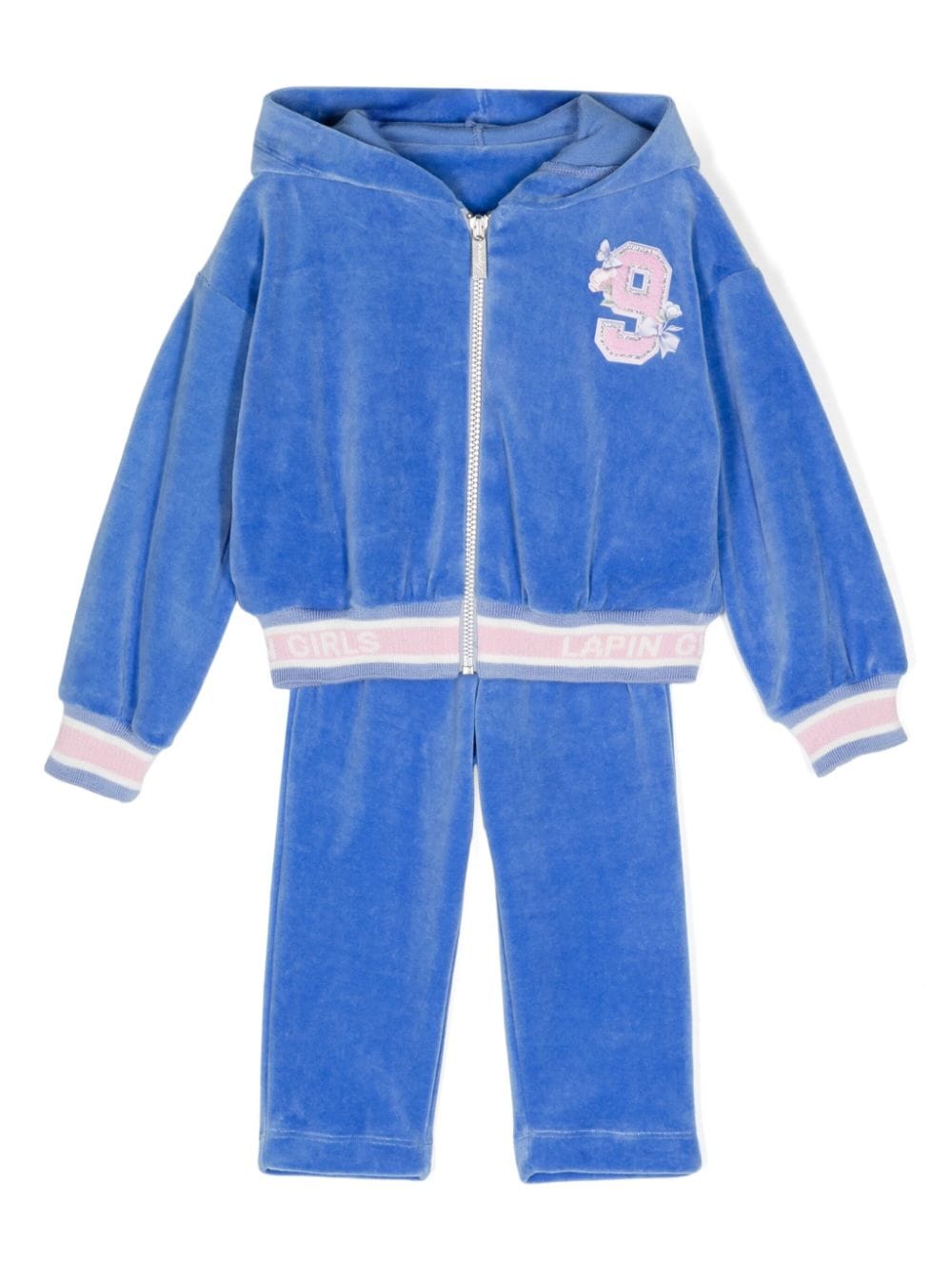 Lapin House number-motif velour tracksuit - Blue von Lapin House