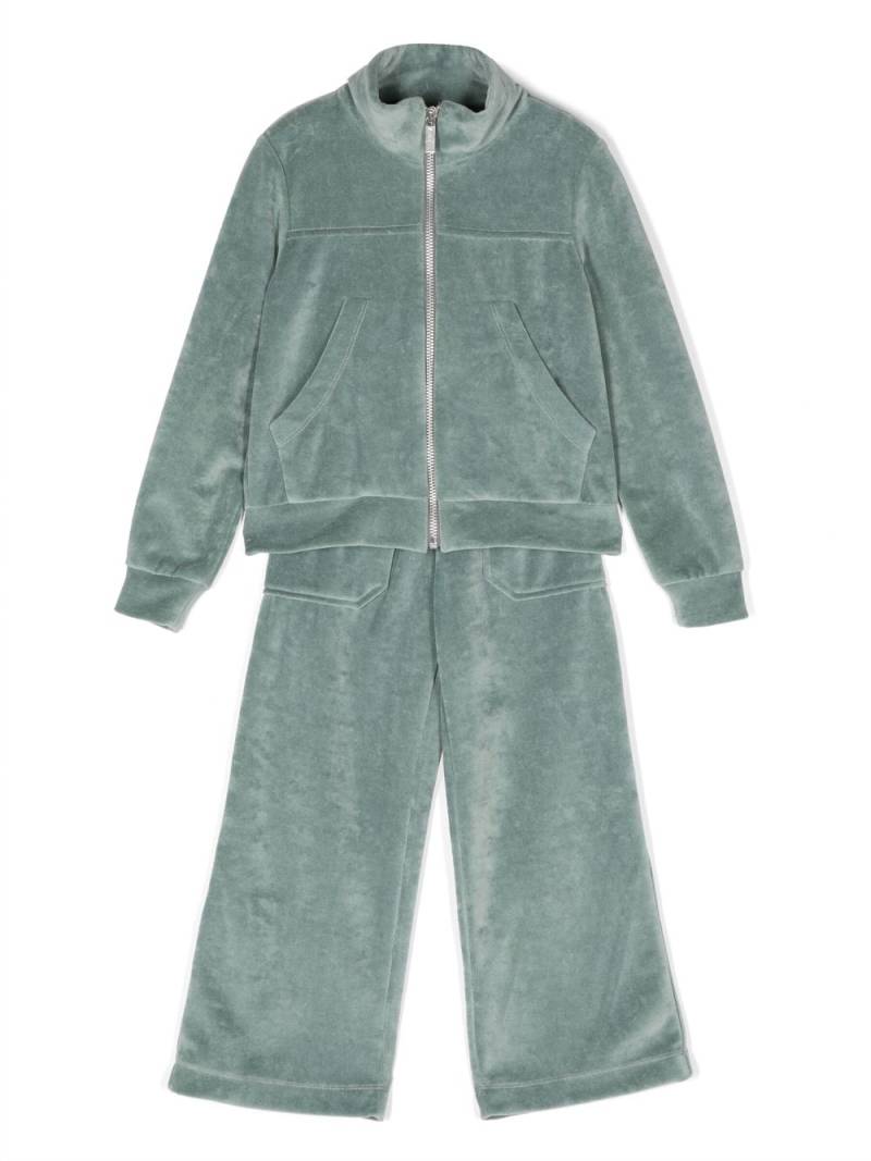 Lapin House slogan-embroidered cotton tracksuit set - Green von Lapin House