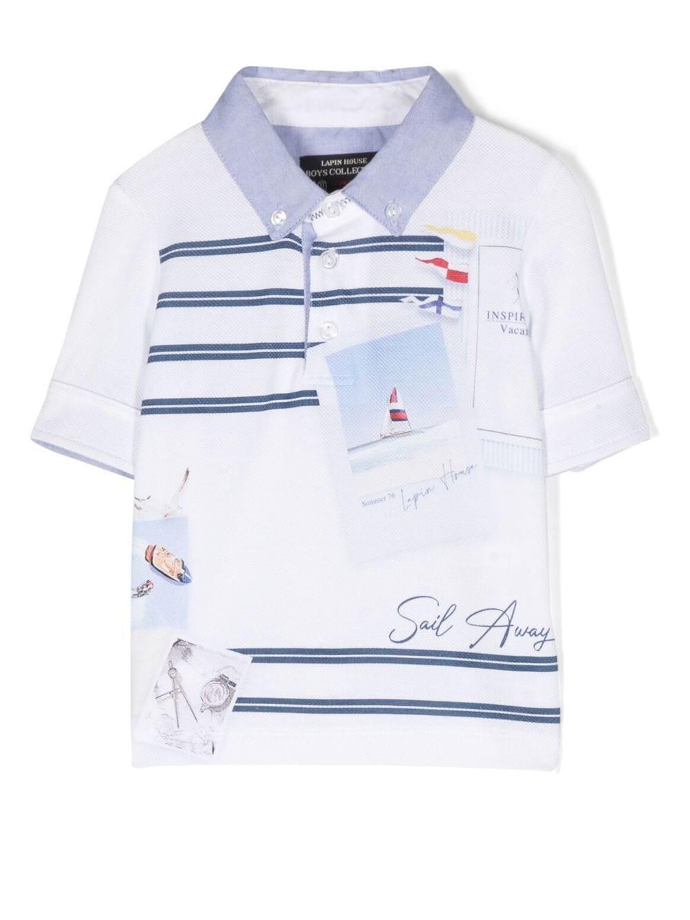 Lapin House striped sailing-print polo shirt - White von Lapin House