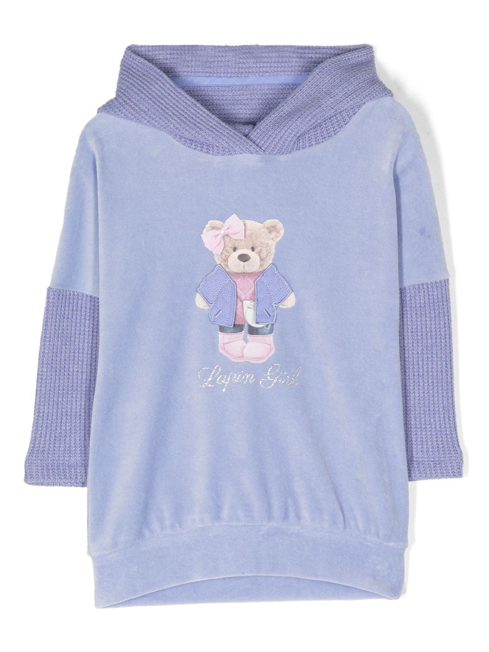 Lapin House teddy bear-motif hoodie dress - Purple von Lapin House