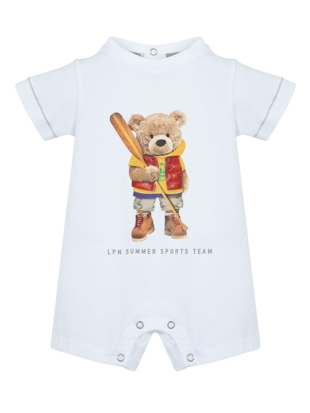 Lapin House teddy bear-print cotton rompers - White von Lapin House