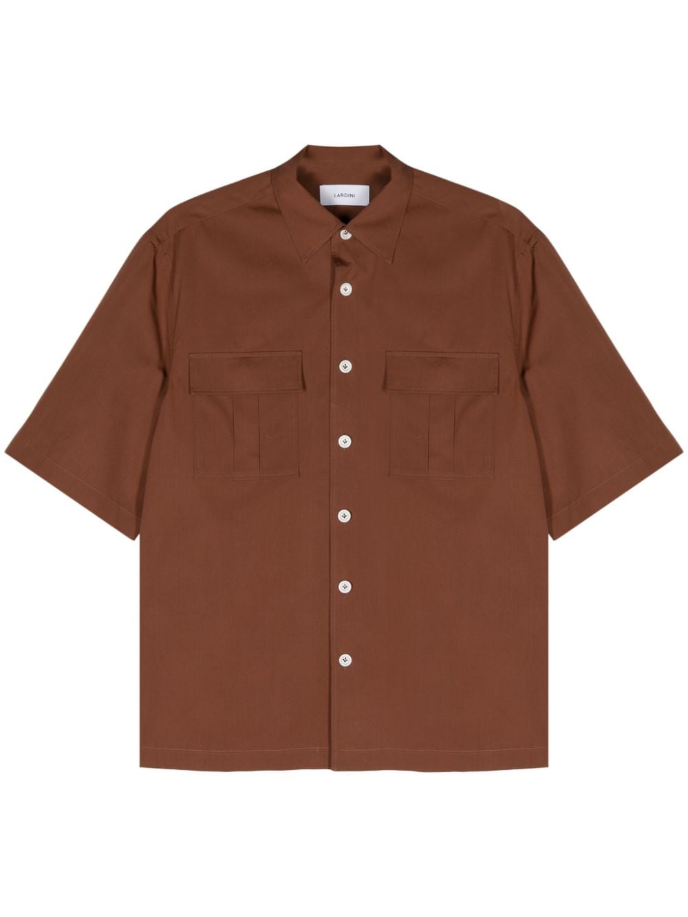 Lardini Cuban-collar cotton shirt - Brown von Lardini