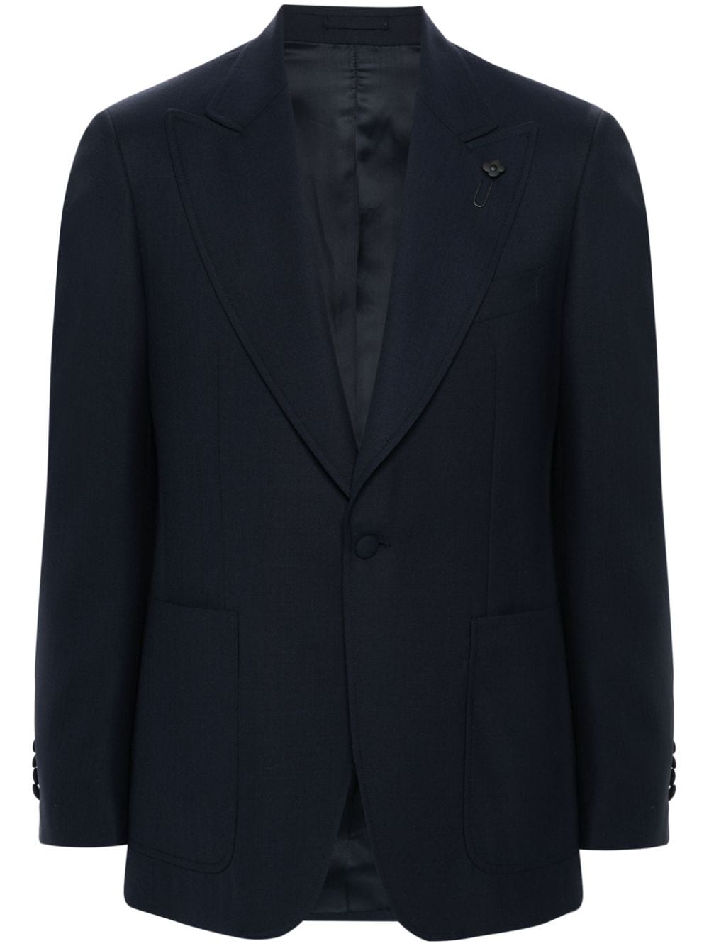 Lardini brooch-detail wool blazer - Blue von Lardini