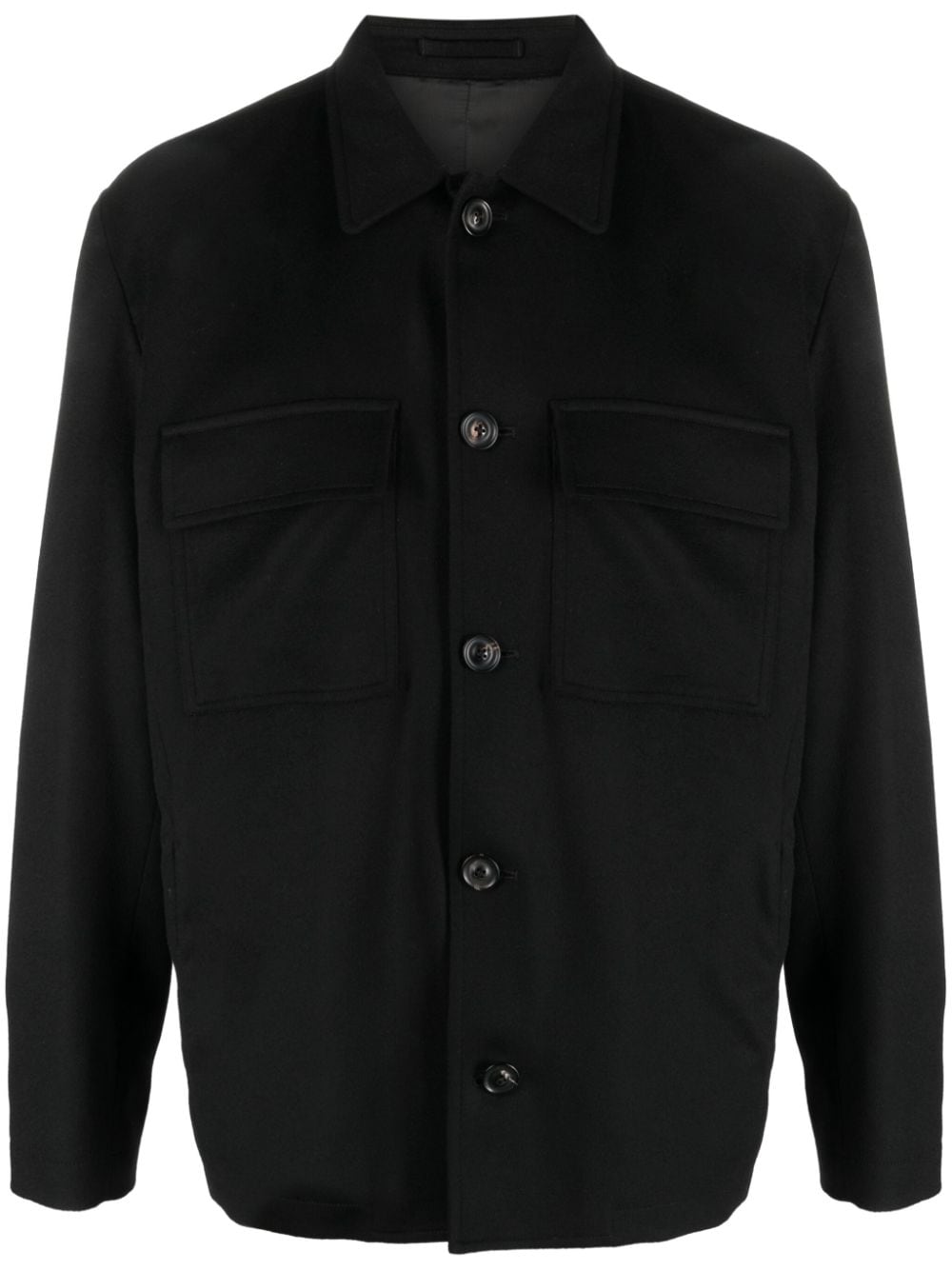 Lardini button-up wool-blend shirt jacket - Black von Lardini