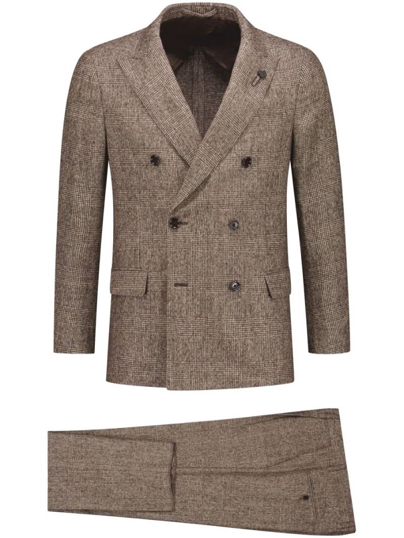 Lardini checked double-breasted suit - Brown von Lardini