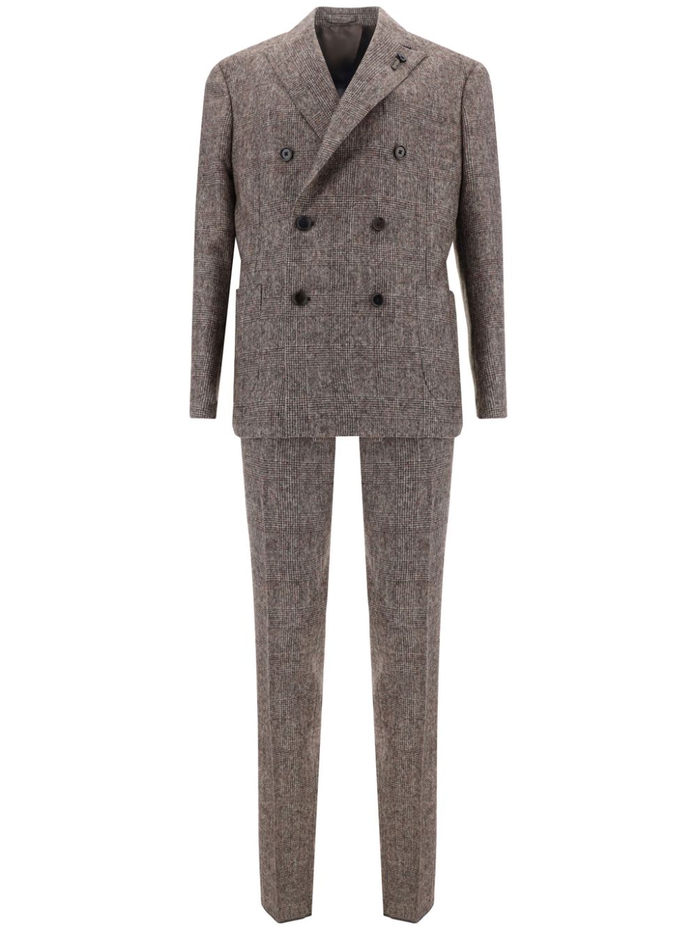 Lardini checked double-breasted suit - Brown von Lardini