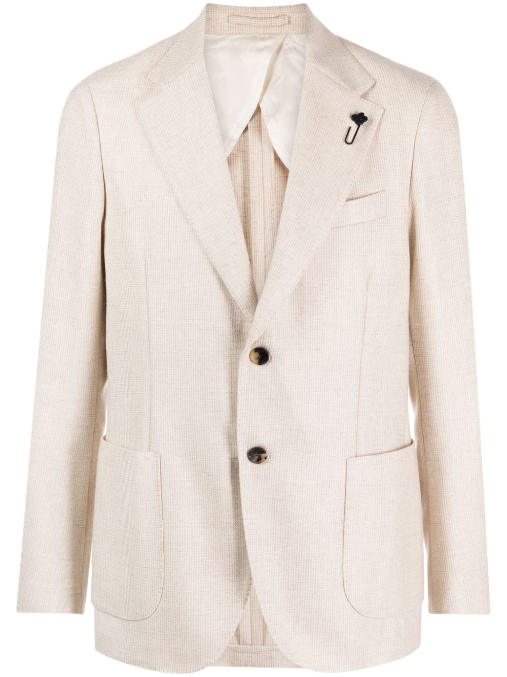 Lardini logo-appliqué wool single-breasted blazer - White von Lardini