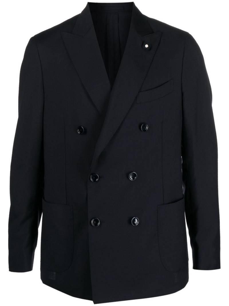 Lardini double-breasted wool blazer - Blue von Lardini