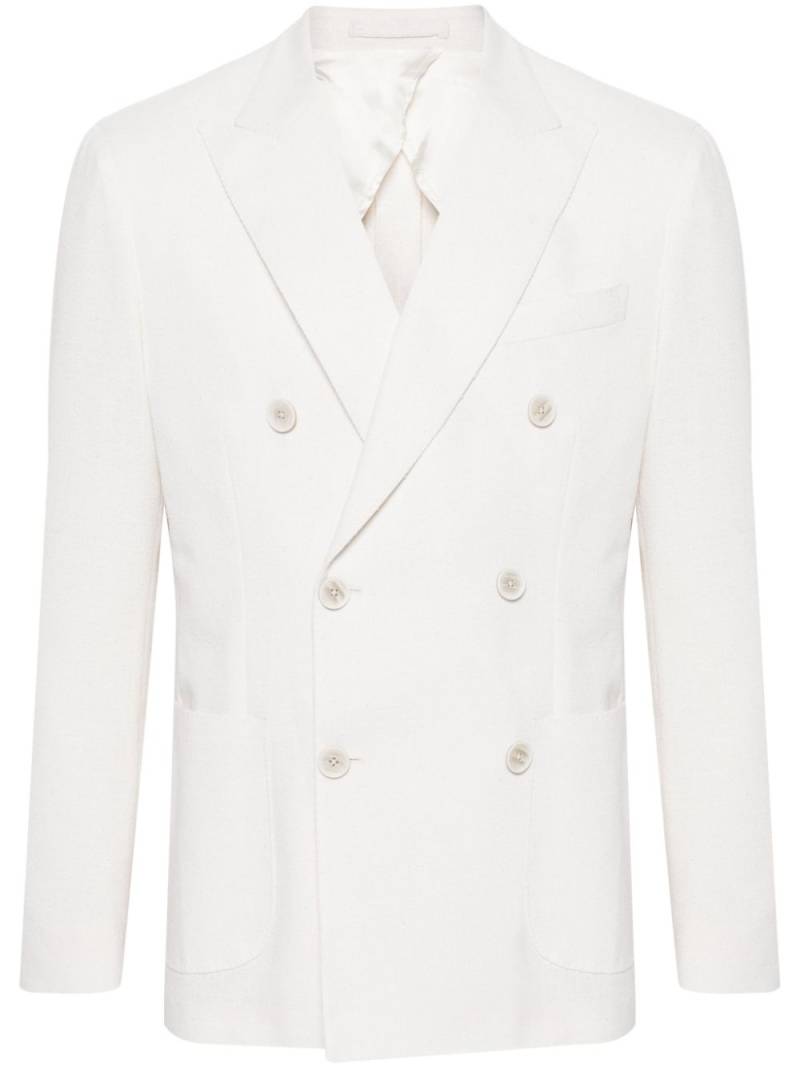 Lardini floral-brooch double-breasted blazer - Neutrals von Lardini