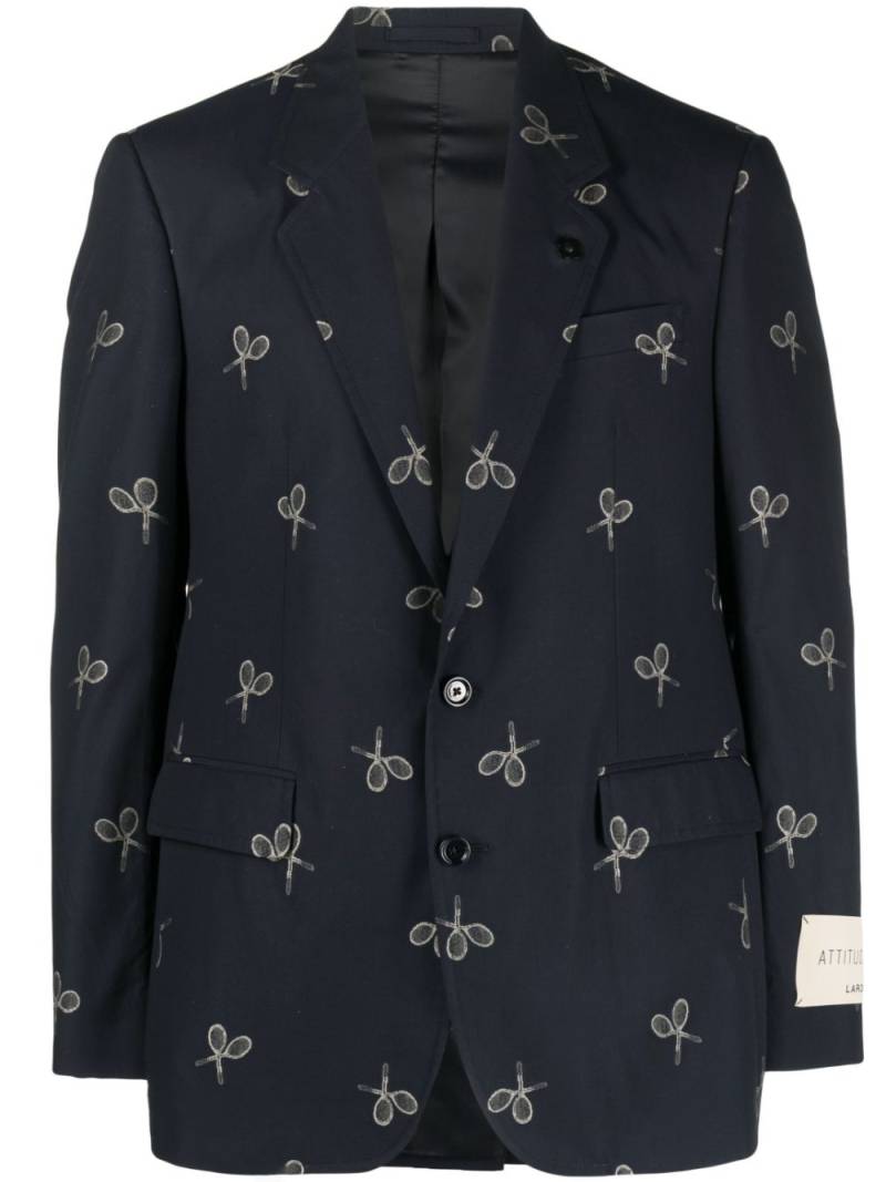 Lardini graphic-print single-breasted blazer - Blue von Lardini