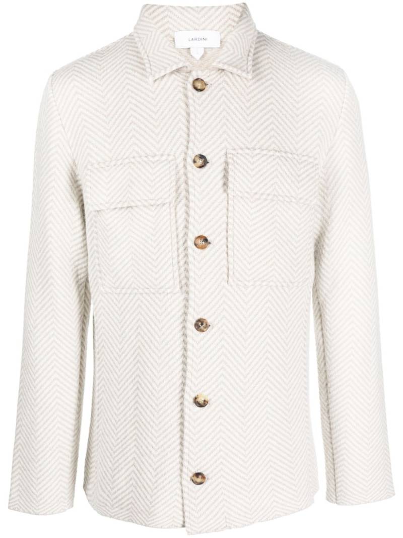 Lardini herringbone wool-blend shirt jacket - Neutrals von Lardini