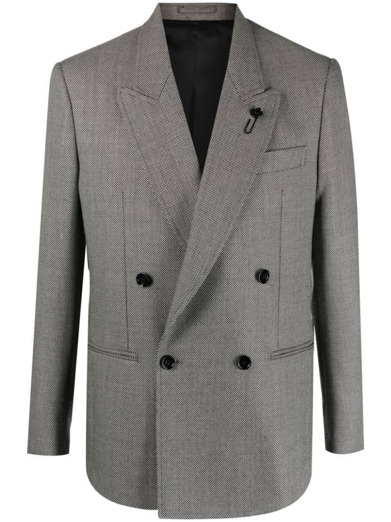 Lardini micro-dot double-breasted wool blazer - Black von Lardini