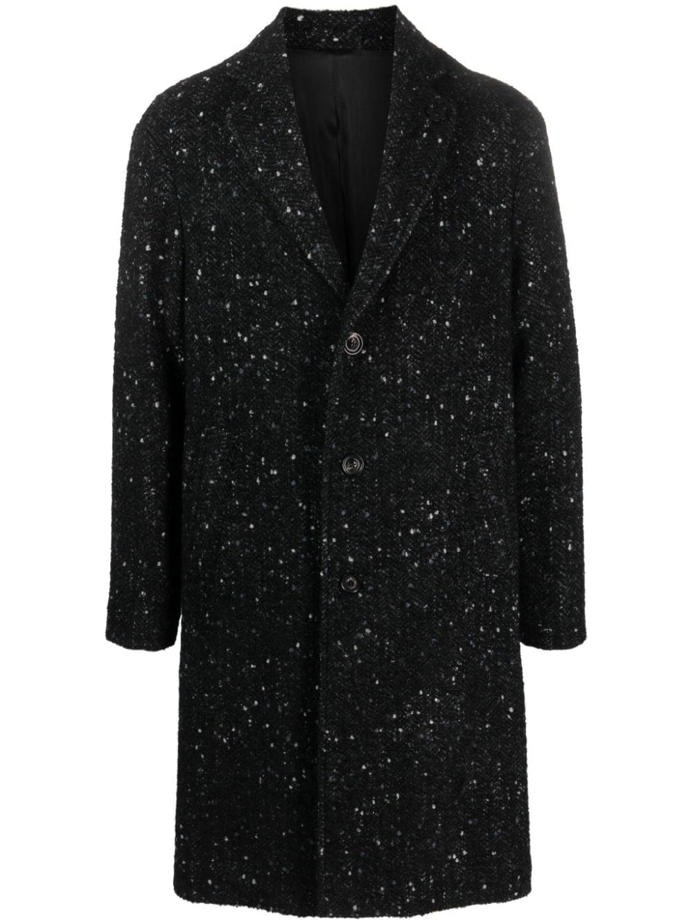 Lardini single-breasted speckled tweed coat - Black von Lardini