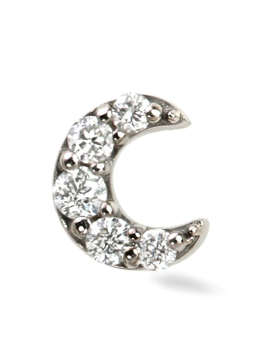 Lark & Berry 14kt white gold mini Moon diamond stud earring - Silver von Lark & Berry