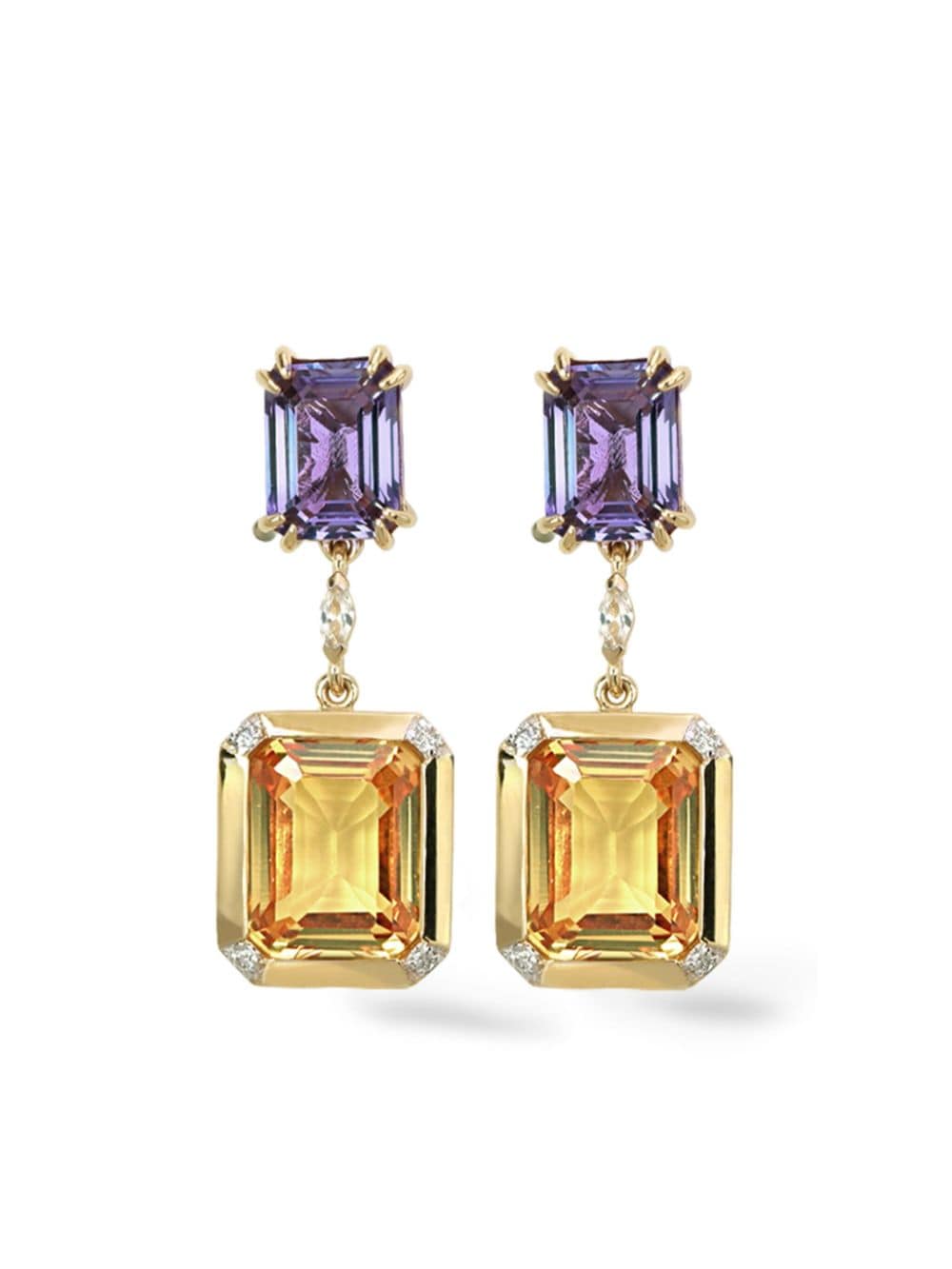 Lark & Berry 14kt yellow gold Nexus sapphire and diamond earrings von Lark & Berry