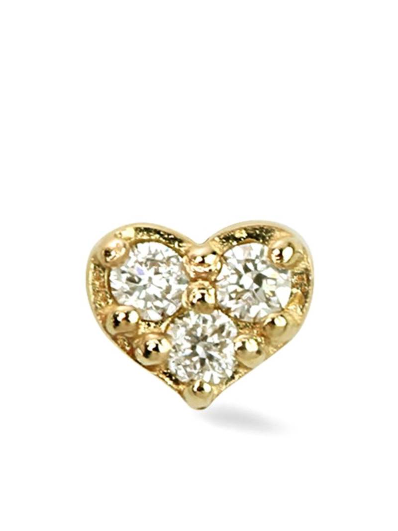 Lark & Berry 14kt yellow gold mini Heart diamond stud earring von Lark & Berry