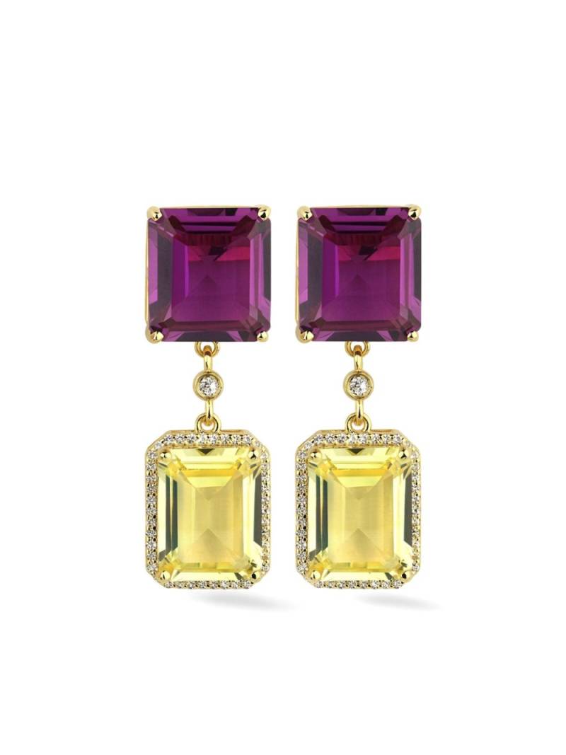 Lark & Berry 9kt yellow gold Daiquiri sapphire and diamond drop earrings - Purple von Lark & Berry