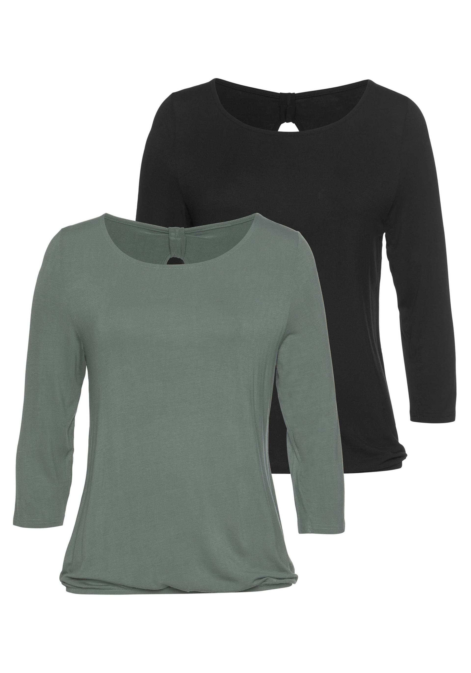 LASCANA 3/4-Arm-Shirt, (2er-Pack), mit kleinem Cut-Out im Nacken von Lascana