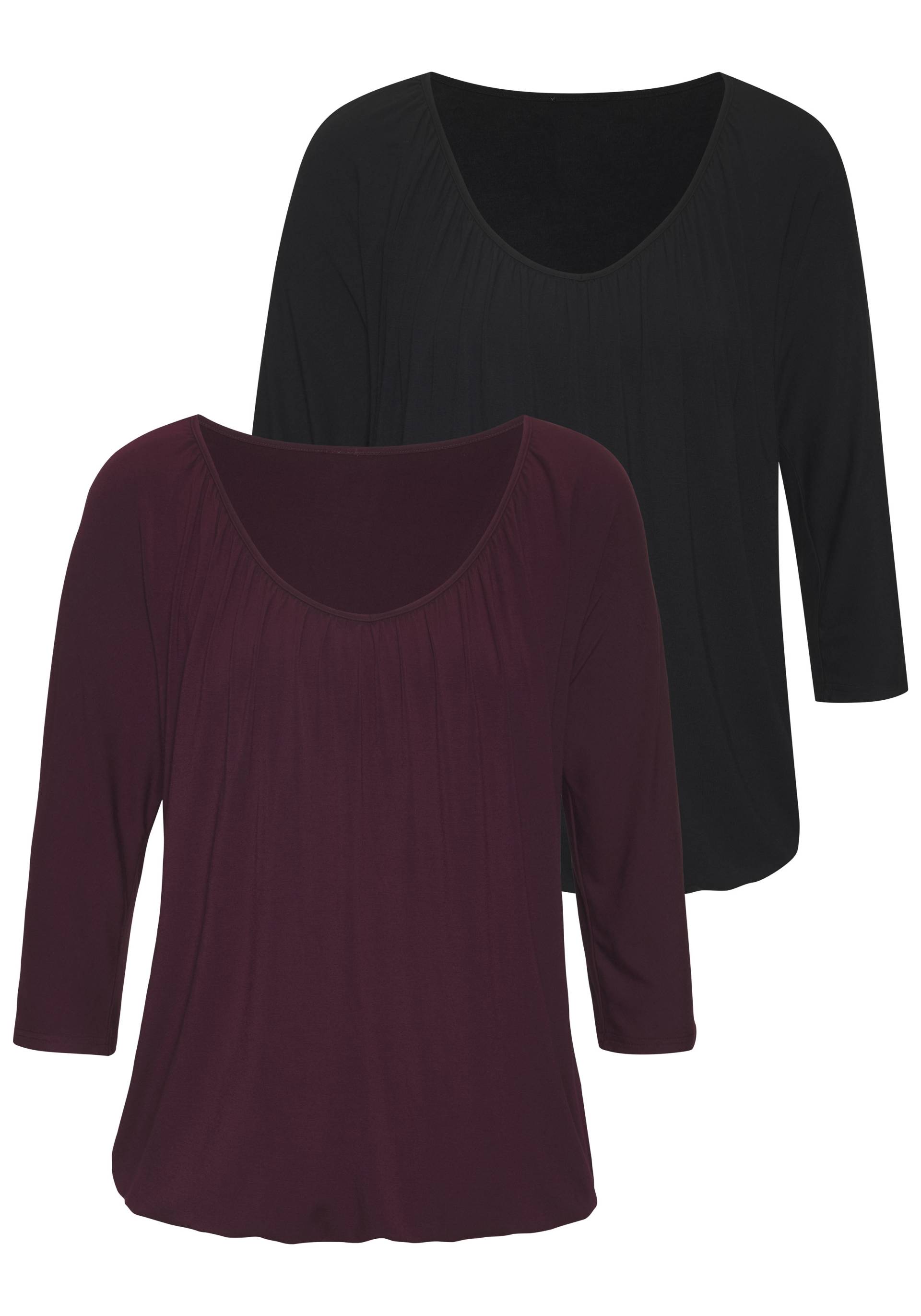 LASCANA 3/4-Arm-Shirt »mit zarter Raffung am Ausschnitt«, aus weichem Viskose-Stretch LASCANA 3/4-Arm-Shirt »mit zarter Raffung am Ausschnitt«, aus weichem Viskose-Stretch von Lascana