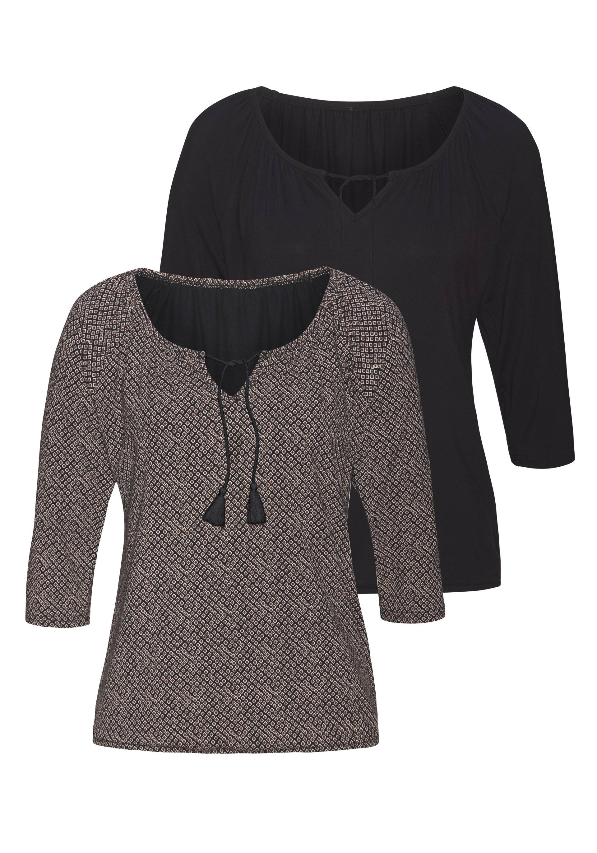 LASCANA 3/4-Arm-Shirt »mit modischen Tasseln«, aus weichem Viskose-Stretch LASCANA 3/4-Arm-Shirt »mit modischen Tasseln«, aus weichem Viskose-Stretch von Lascana