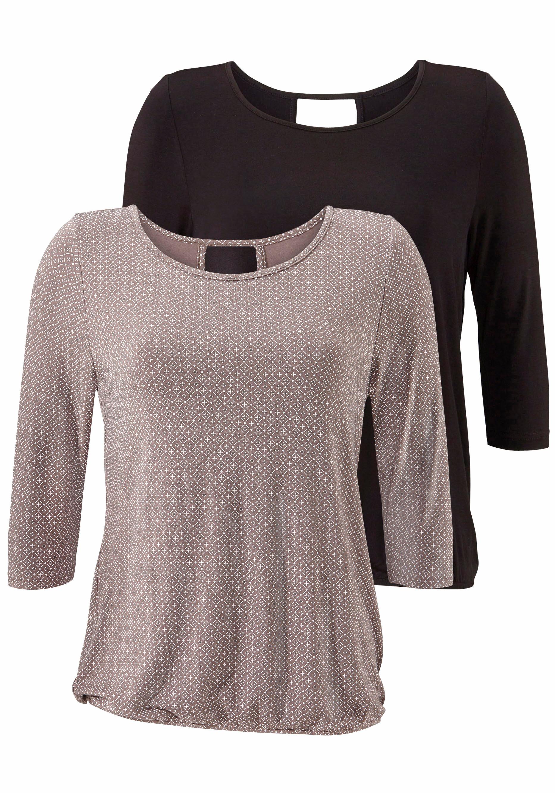 LASCANA 3/4-Arm-Shirt »mit modischem Cut-out«, aus weichem Viskose-Stretch von Lascana