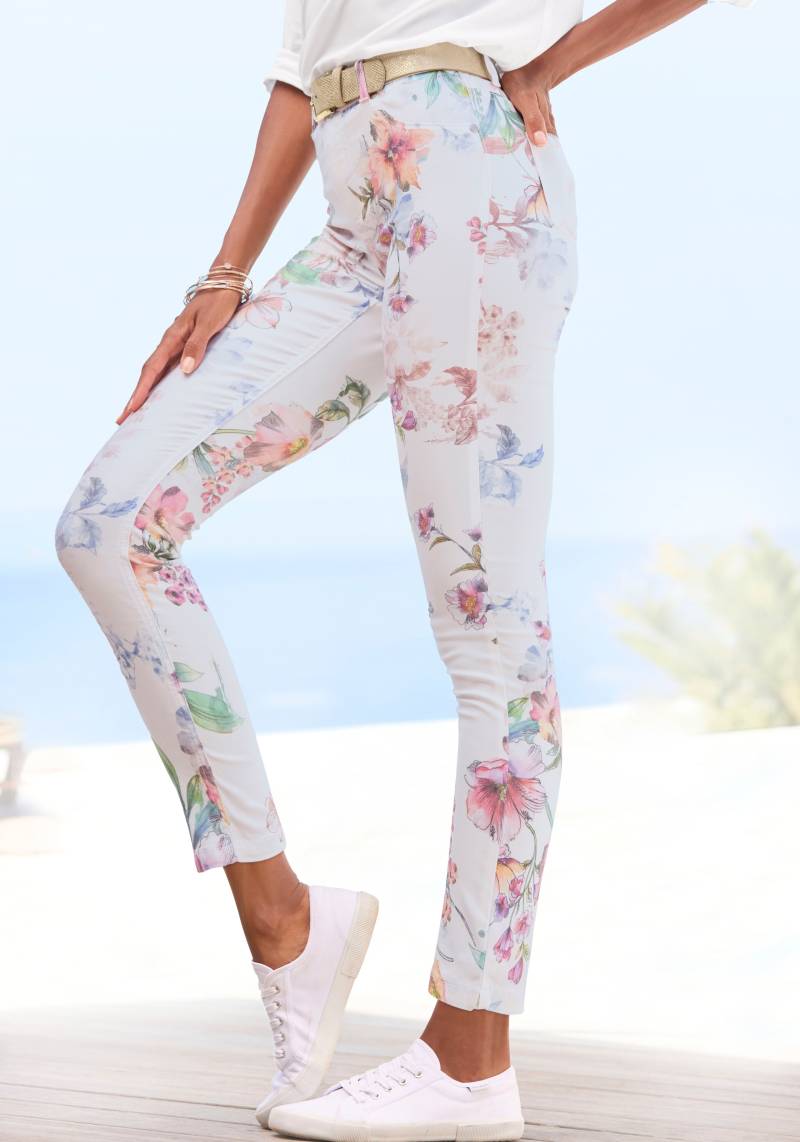 LASCANA 7/8-Jeggings, mit Blumenprint, Skinny Jeans aus elastischem Baumwoll-Mix von Lascana