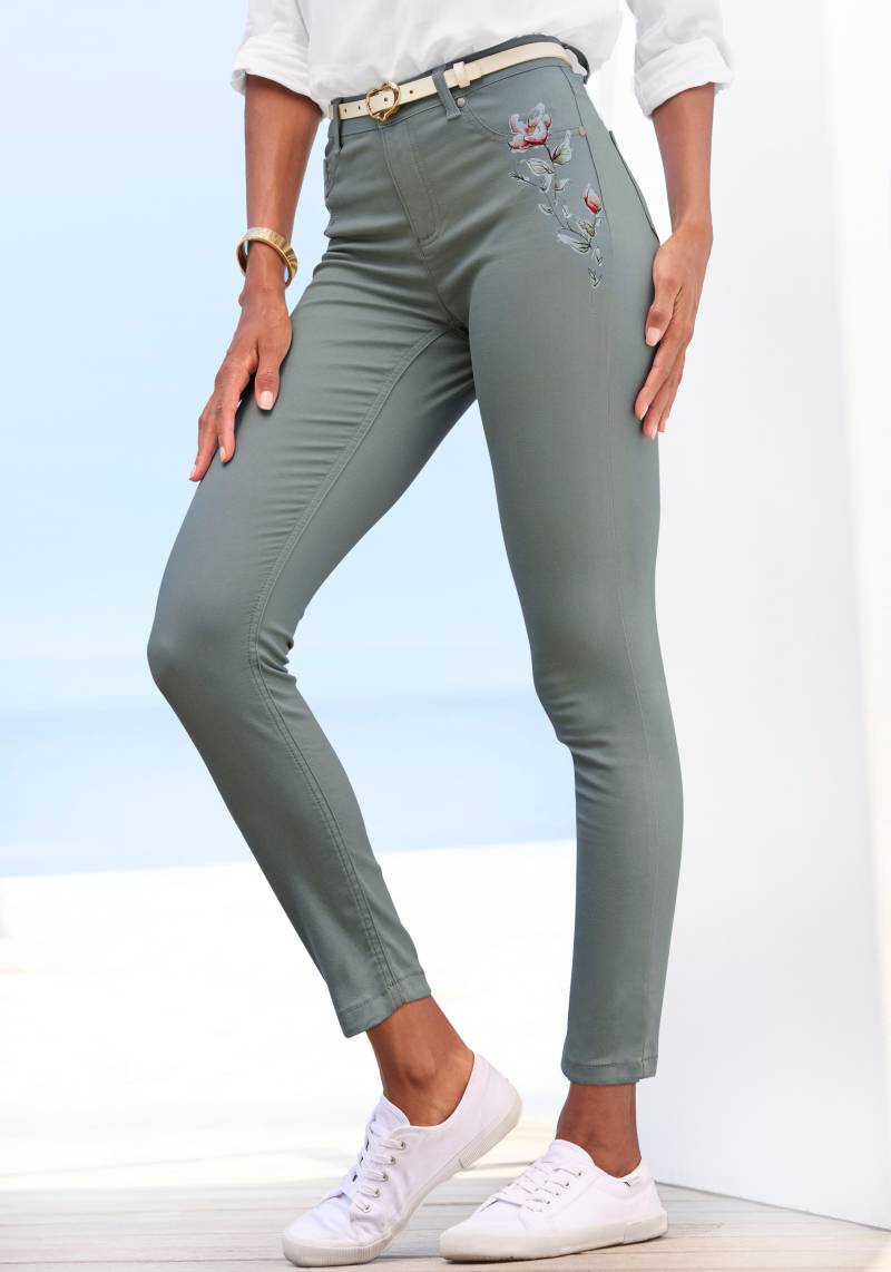 LASCANA 7/8-Jeggings, mit dezentem Blumendruck, elastische Skinny Jeans aus Baumwoll-Mix von Lascana