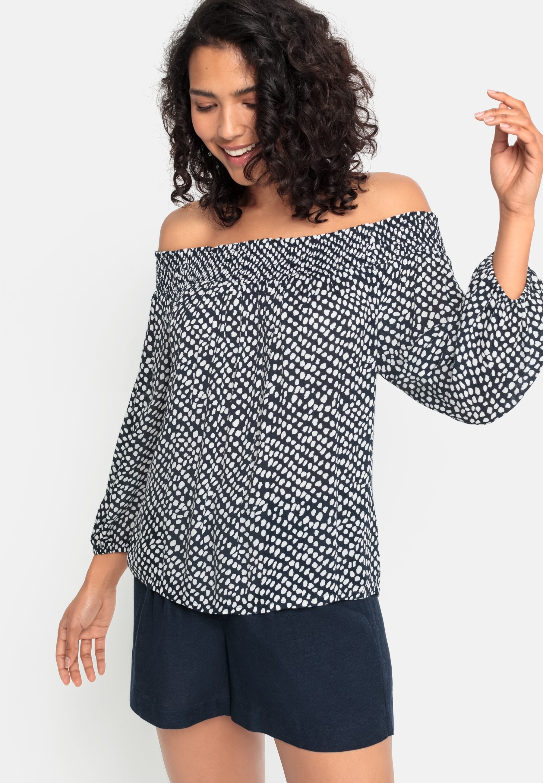LASCANA Carmenbluse, in leichter Crinkle-Optik, Damenbluse, schulterfrei LASCANA Carmenbluse, in leichter Crinkle-Optik, Damenbluse, schulterfrei von Lascana