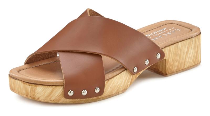 LASCANA Clog, Pantolette aus Leder mit Blockabsatz von Lascana