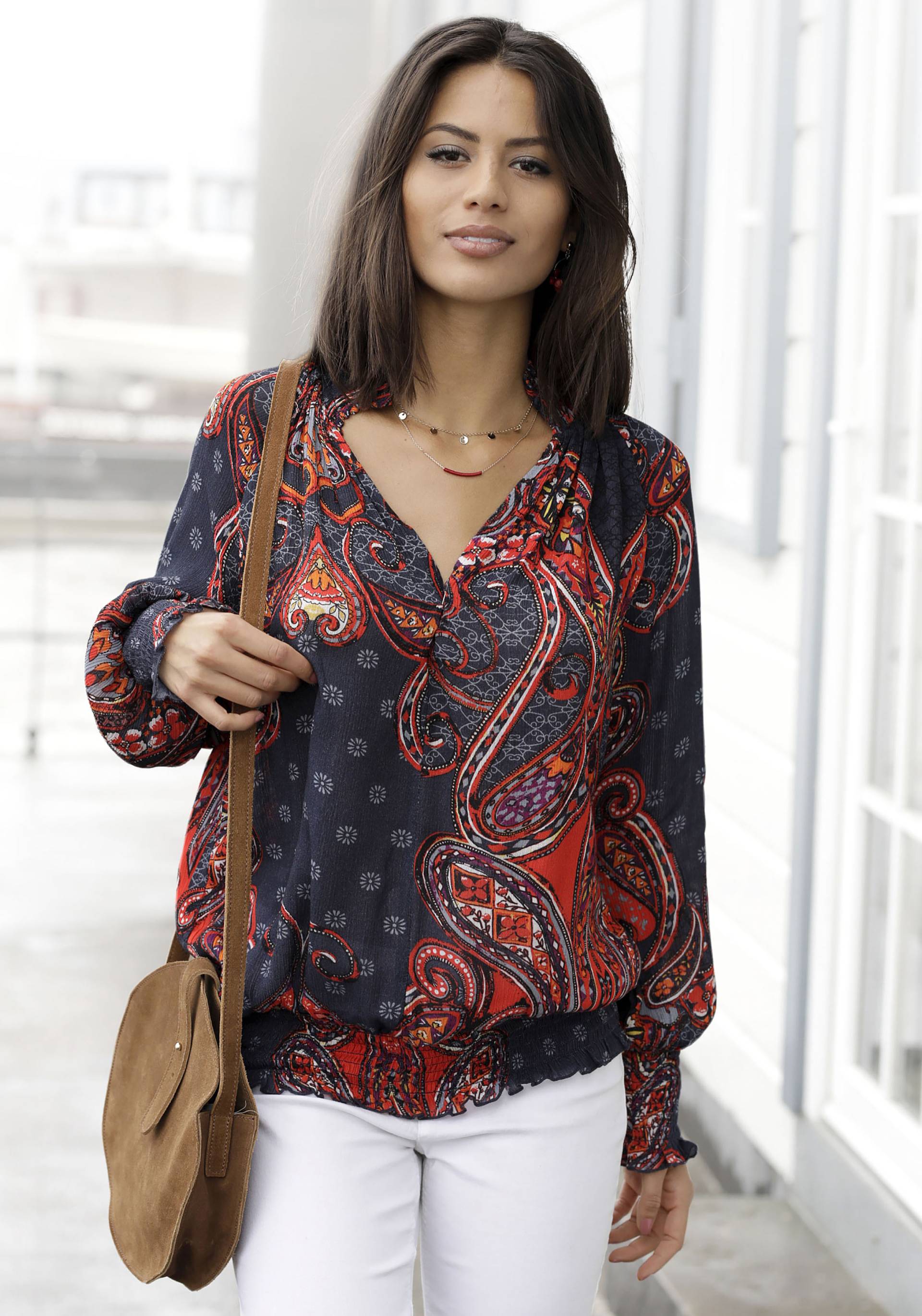 LASCANA Druckbluse, mit Paisleyprint und Stehkragen, modische Damenbluse LASCANA Druckbluse, mit Paisleyprint und Stehkragen, modische Damenbluse von Lascana