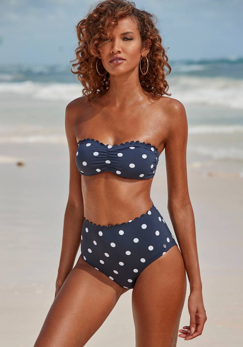 LASCANA Highwaist-Bikini-Hose »Jada«, Mit Muschelkante und Punkten von Lascana