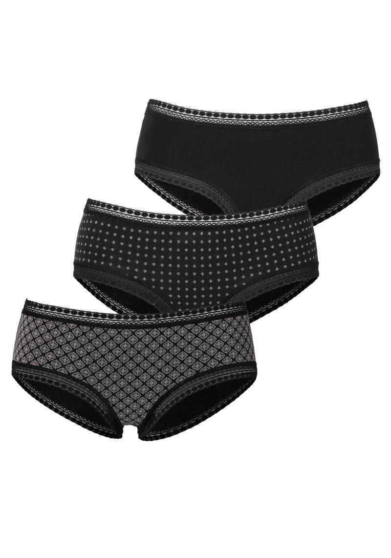 LASCANA Panty, (3er-Pack), aus elastischer Baumwolle mit weicher Spitze von Lascana