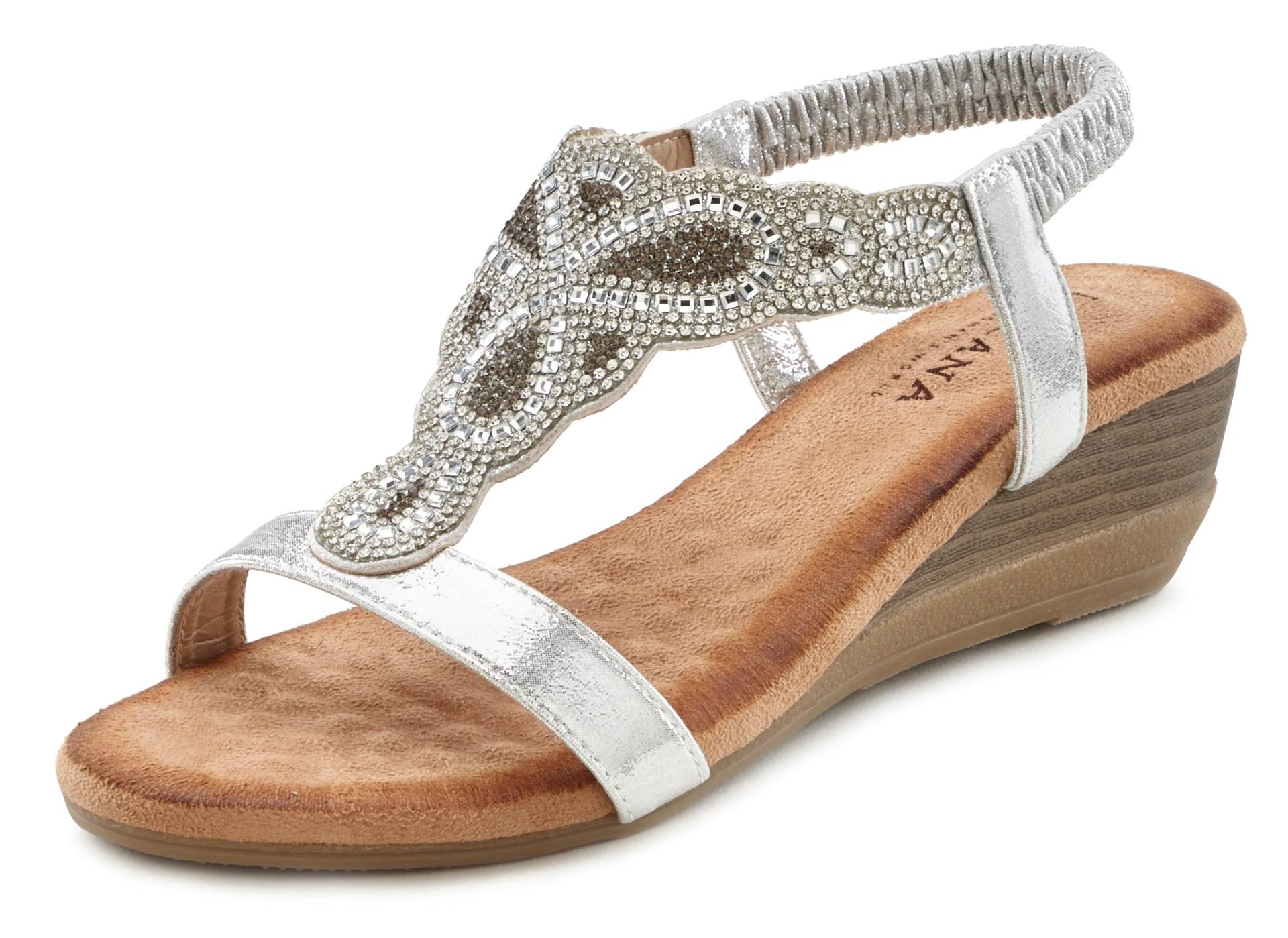 LASCANA Sandalette, Sandale, Sommerschuh mit leichtem Keilabsatz und Glitzer-Steinchen LASCANA Sandalette, Sandale, Sommerschuh mit leichtem Keilabsatz und Glitzer-Steinchen von Lascana